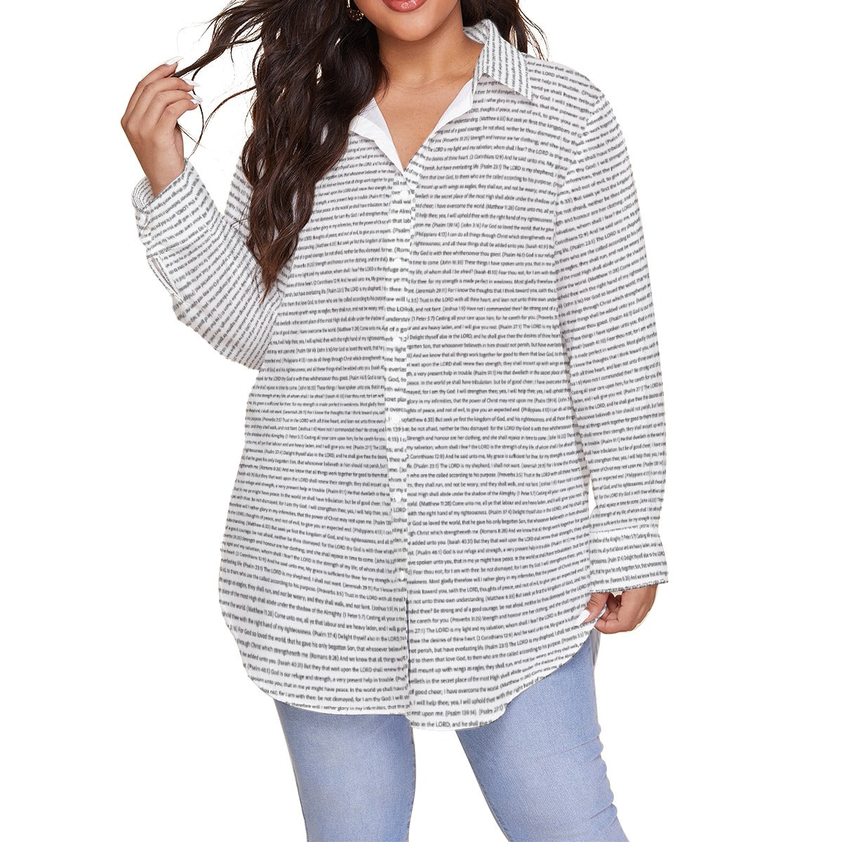 Women Long Sleeve Relaxed Tunic (Plus Size) Shirt | Song Lyrics