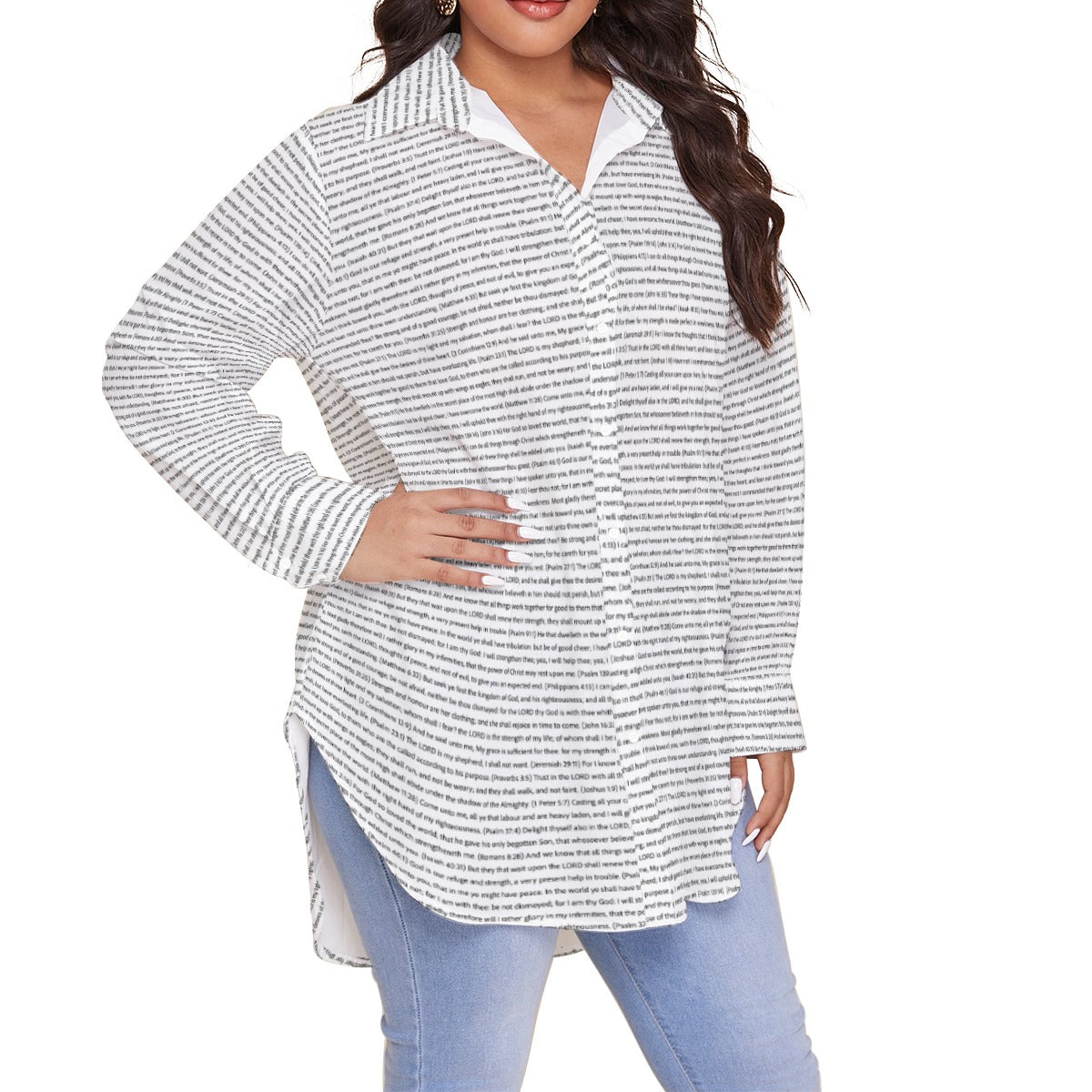 Women Long Sleeve Relaxed Tunic (Plus Size) Shirt | Song Lyrics