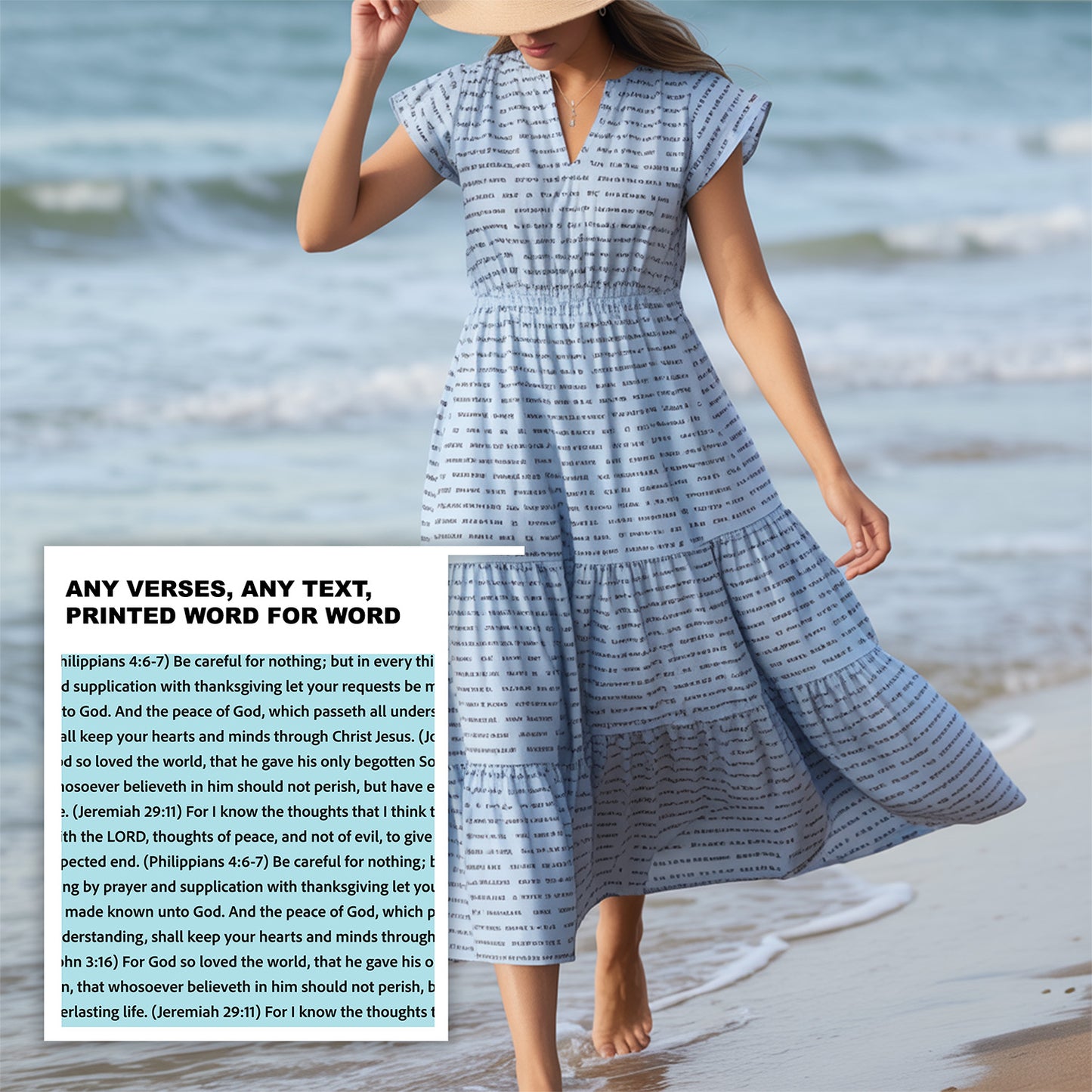Women's Flutter Tiered Midi Sundress | Personalized Bible Verses