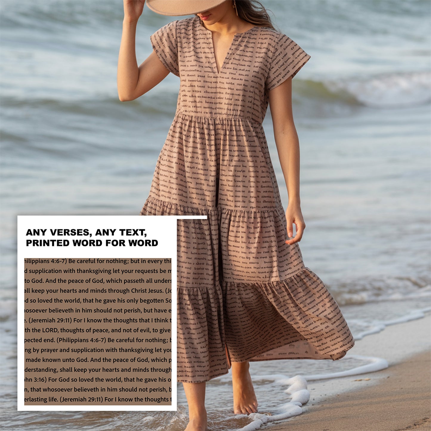 Women's Flutter Tiered Midi Sundress | Personalized Bible Verses