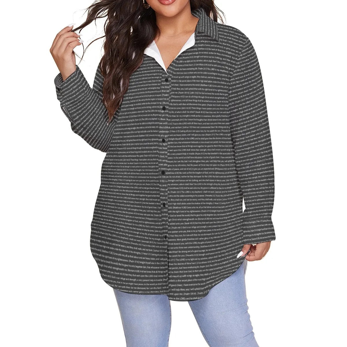 Women Long Sleeve Relaxed Tunic (Plus Size) Shirt | Song Lyrics