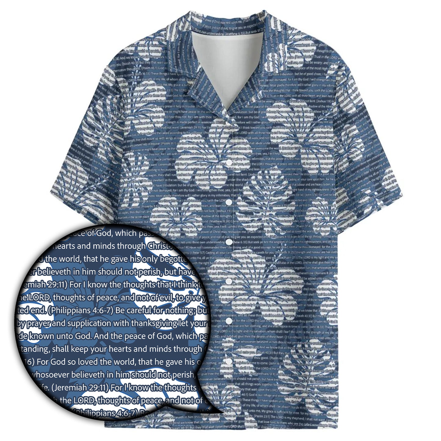 Unisex Aloha Hawaiian Shirt - Tropical Floral Scenic | Bible Verse & Scripture
