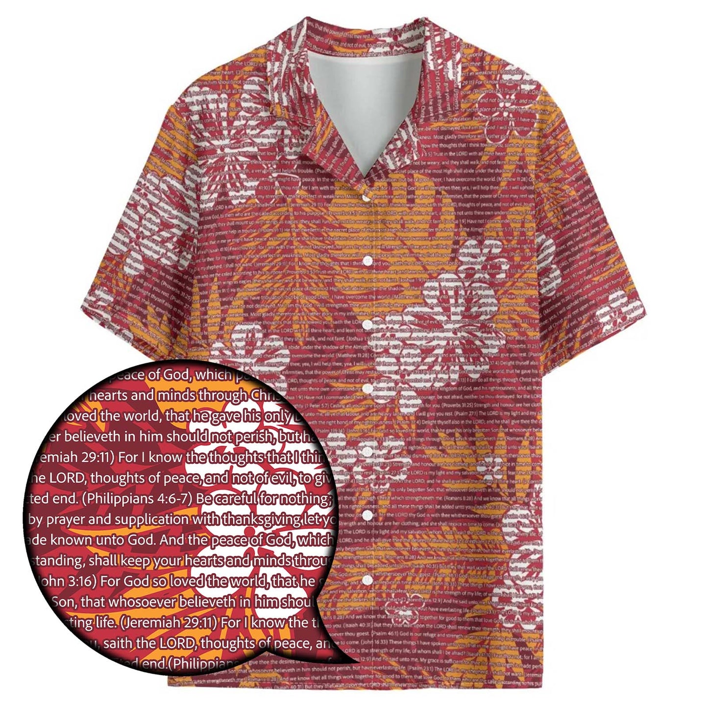 Unisex Aloha Hawaiian Shirt - Tropical Floral Scenic | Bible Verse & Scripture