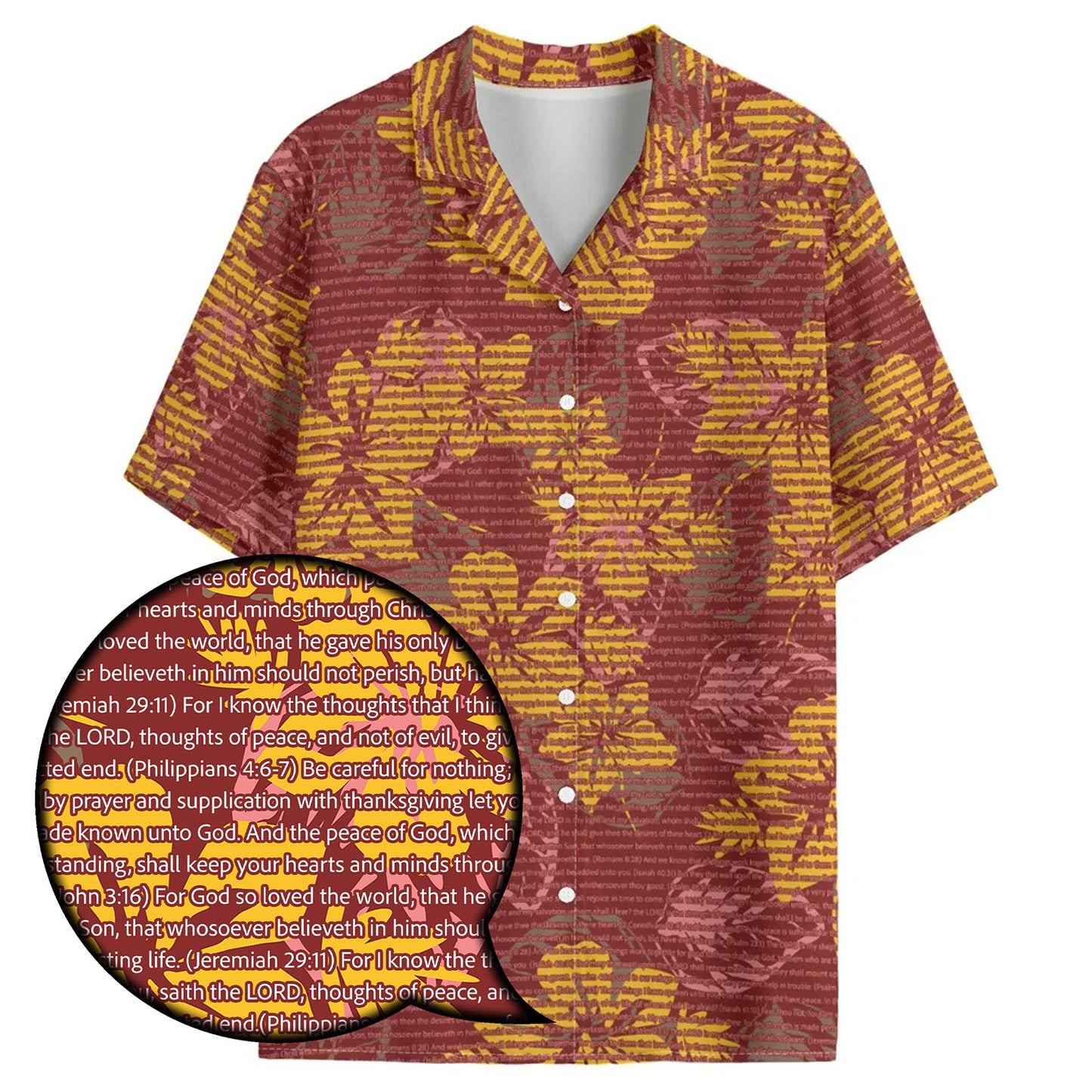 Unisex Aloha Hawaiian Shirt - Tropical Floral Scenic | Bible Verse & Scripture