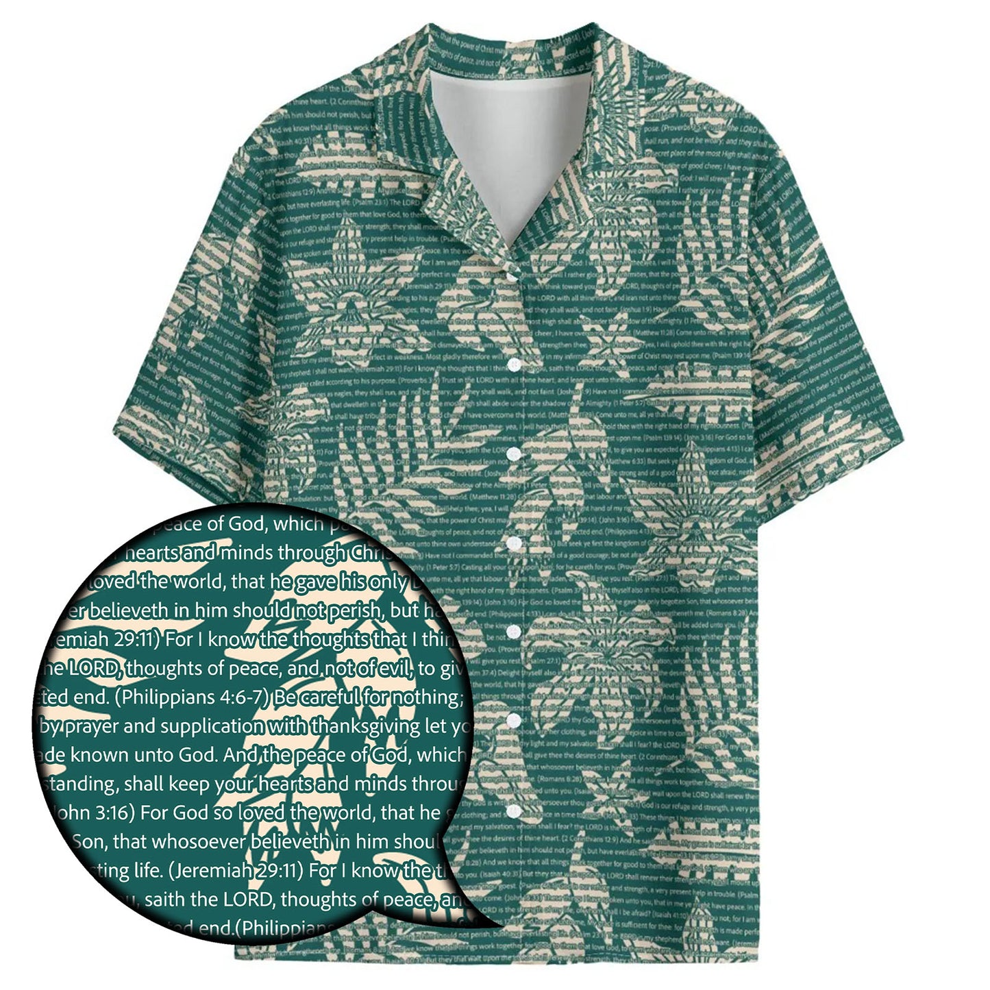 Unisex Aloha Hawaiian Shirt - Tropical Floral Scenic | Bible Verse & Scripture
