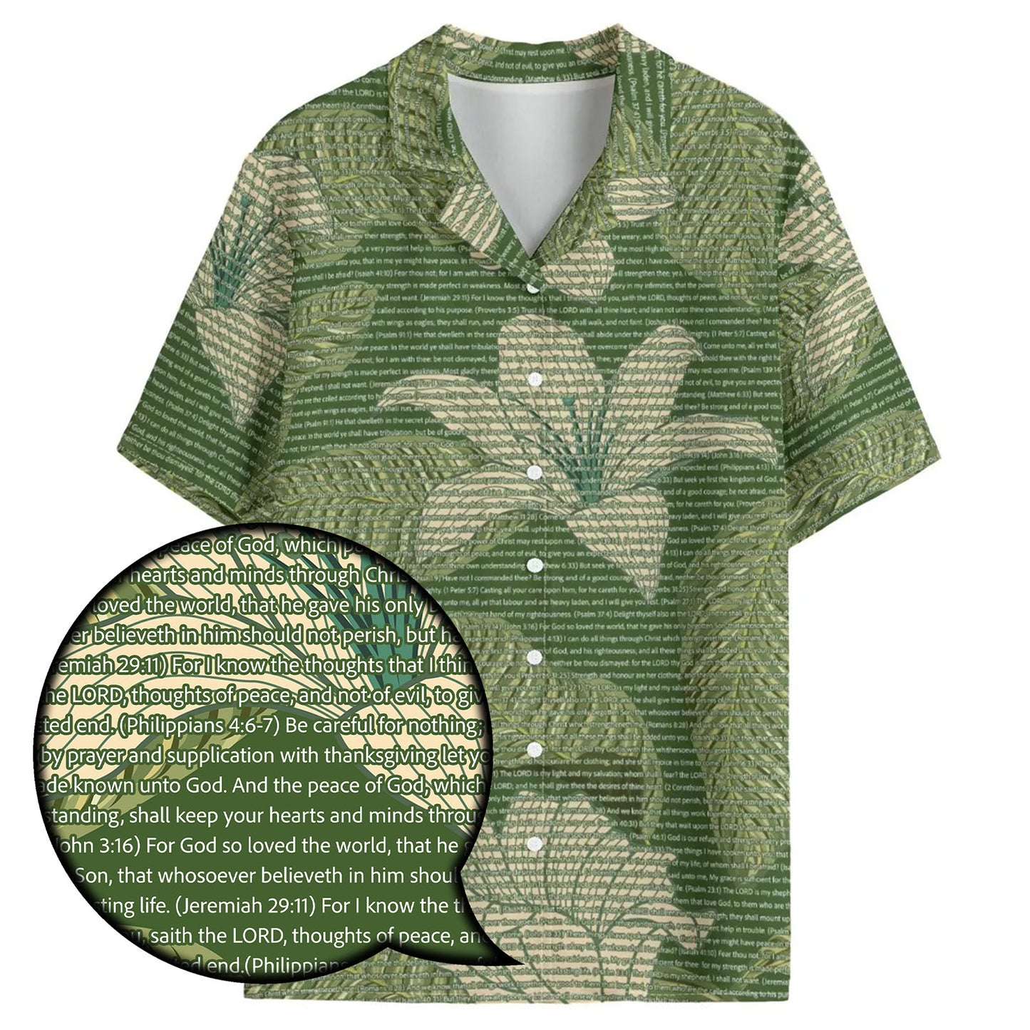 Unisex Aloha Hawaiian Shirt - Tropical Floral Scenic | Bible Verse & Scripture