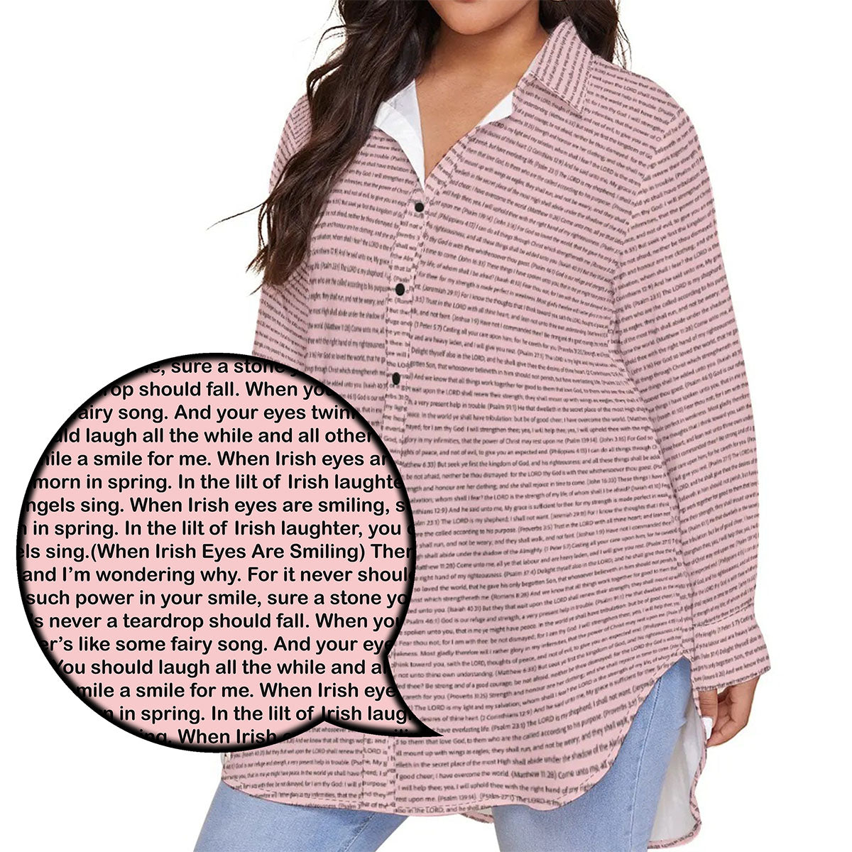 Women Long Sleeve Relaxed Tunic (Plus Size) Shirt | Song Lyrics