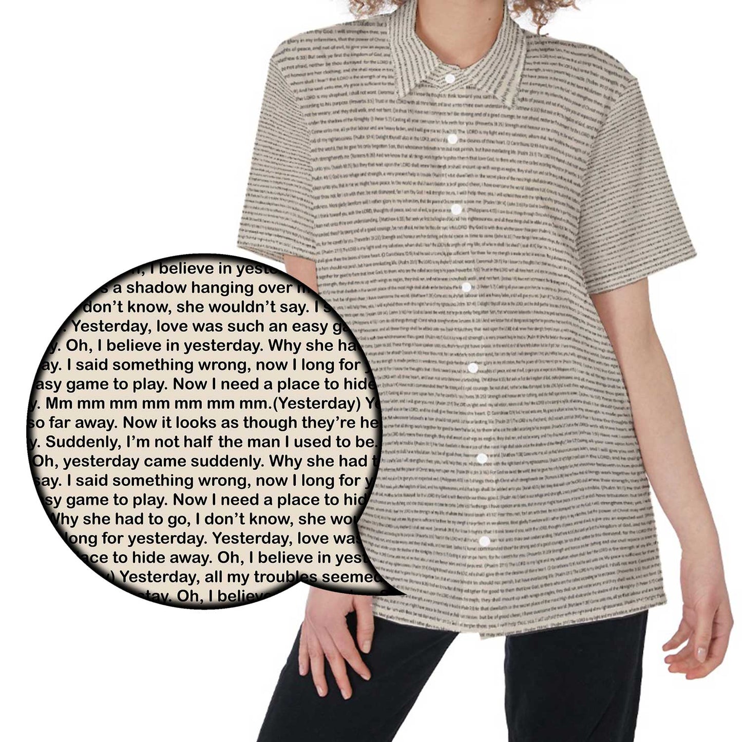 Women Short Sleeve Shirt | Song Lyrics