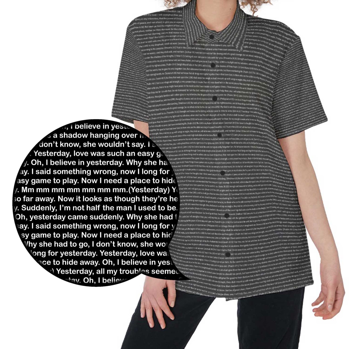 Women Short Sleeve Shirt | Song Lyrics