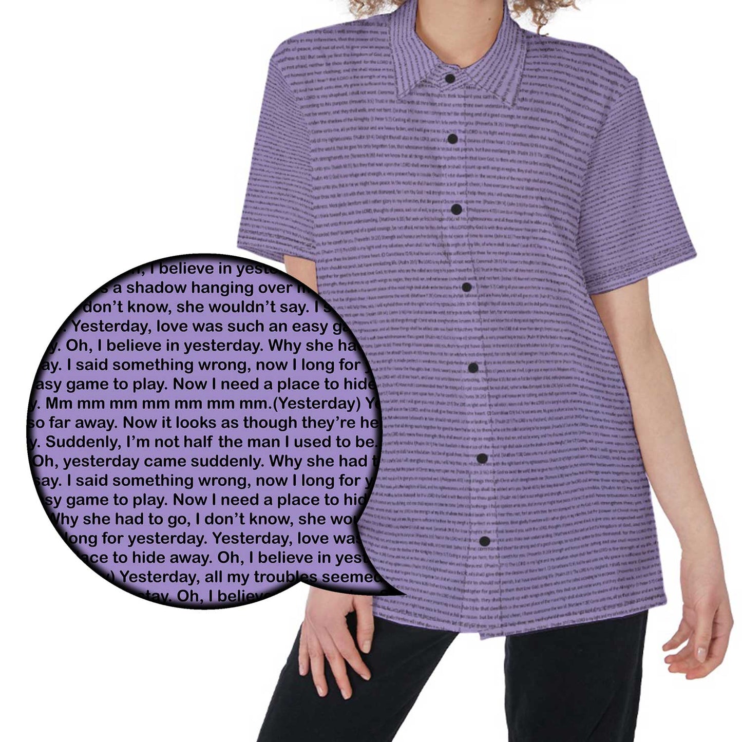 Women Short Sleeve Shirt | Song Lyrics