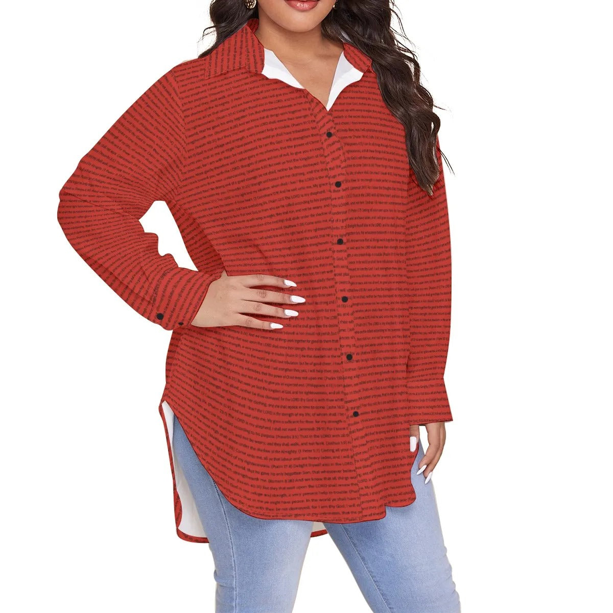 Women Long Sleeve Relaxed Tunic (Plus Size) Shirt | Song Lyrics