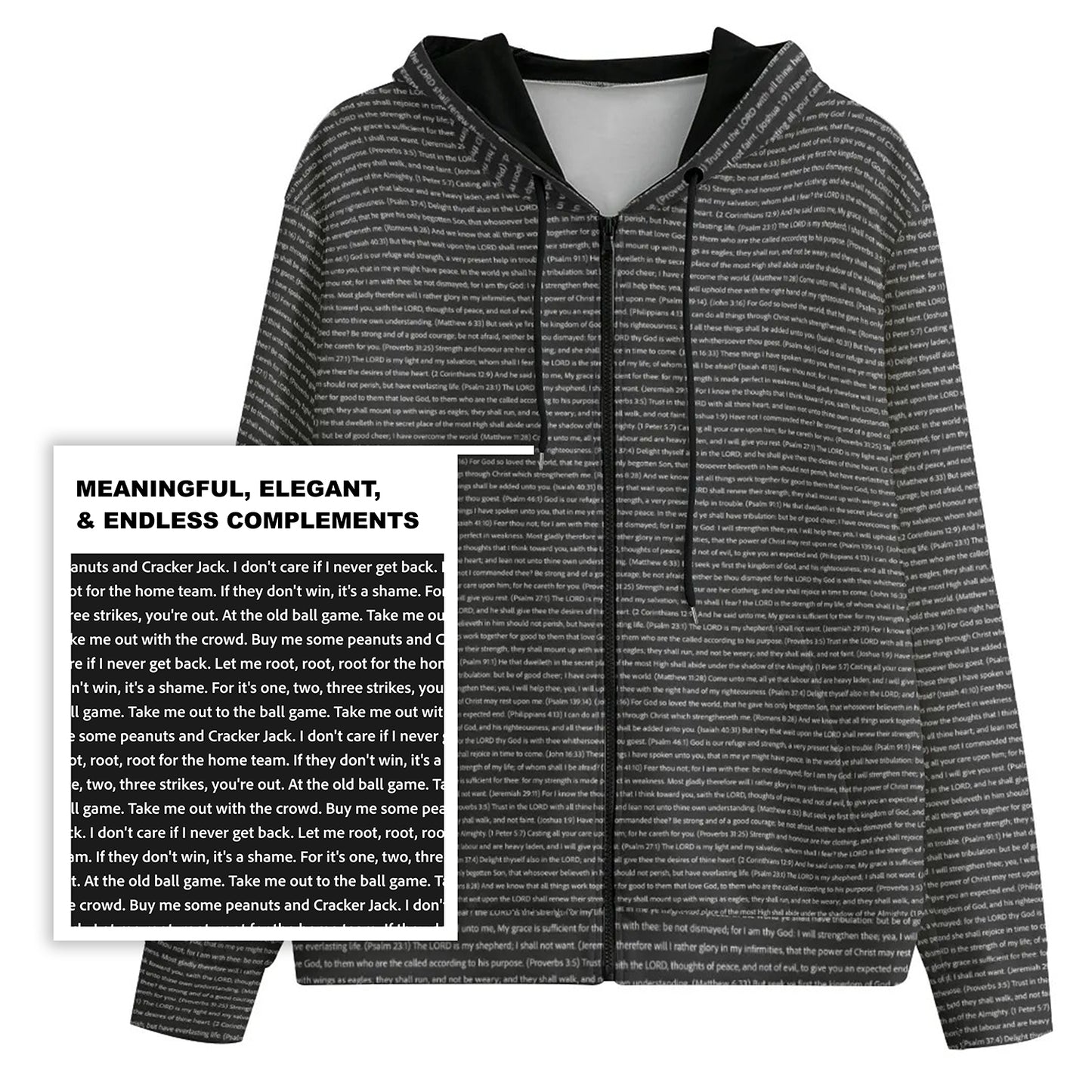 Unisex Cotton Fleece Zip-Up Hoodie | Personalized Song Lyrics & Custom Text