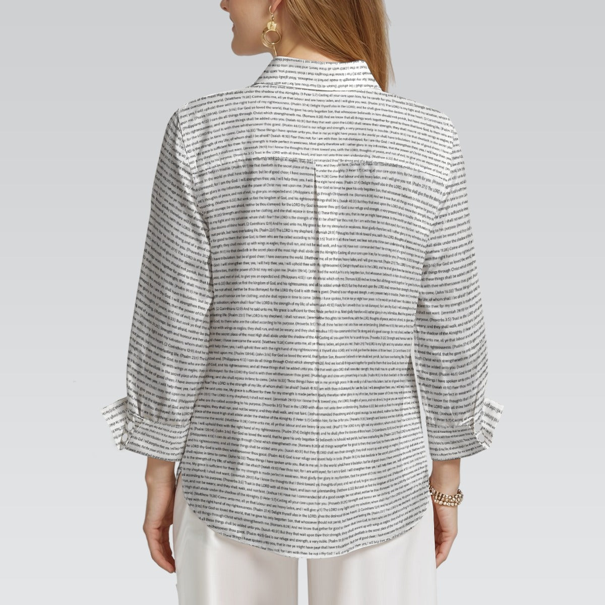 Personalized Women's 3/4 Sleeve Cotton Linen Shirt | Custom Bible Verse