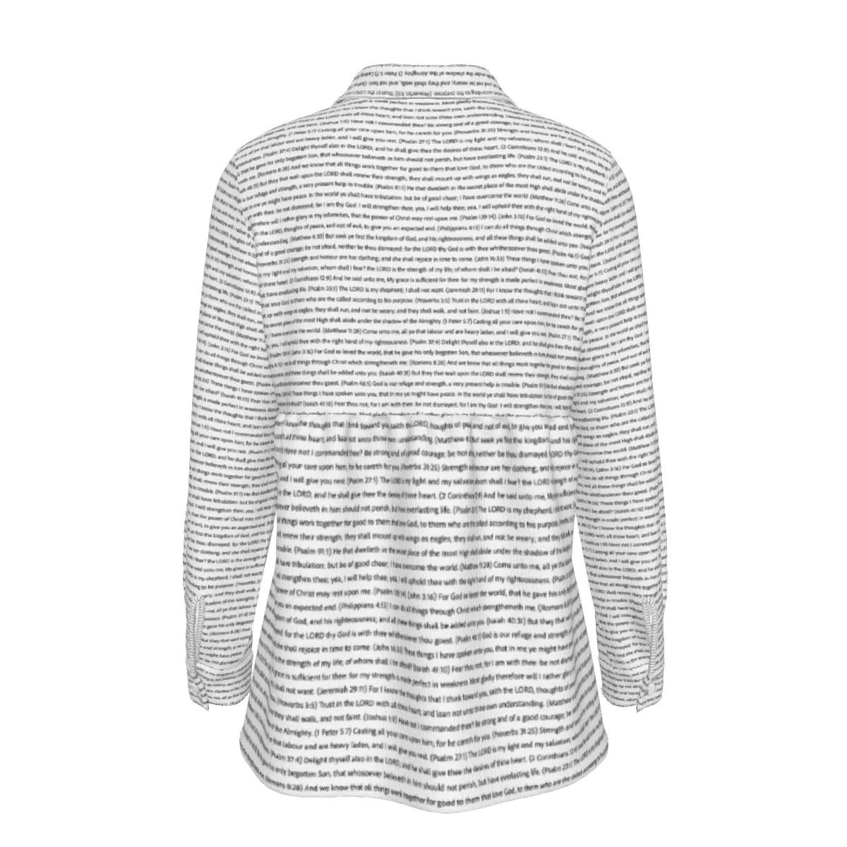 Women Long Sleeve Gathered-Back Shirt | Bible Verse & Scripture