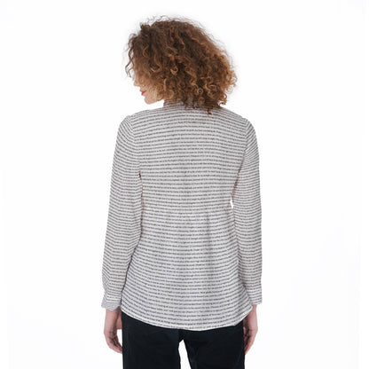 Women Long Sleeve Gathered-Back Shirt | Bible Verse & Scripture
