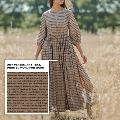 Women's 3/4 Balloon Sleeve Maxi Dress | Personalized Bible Verses