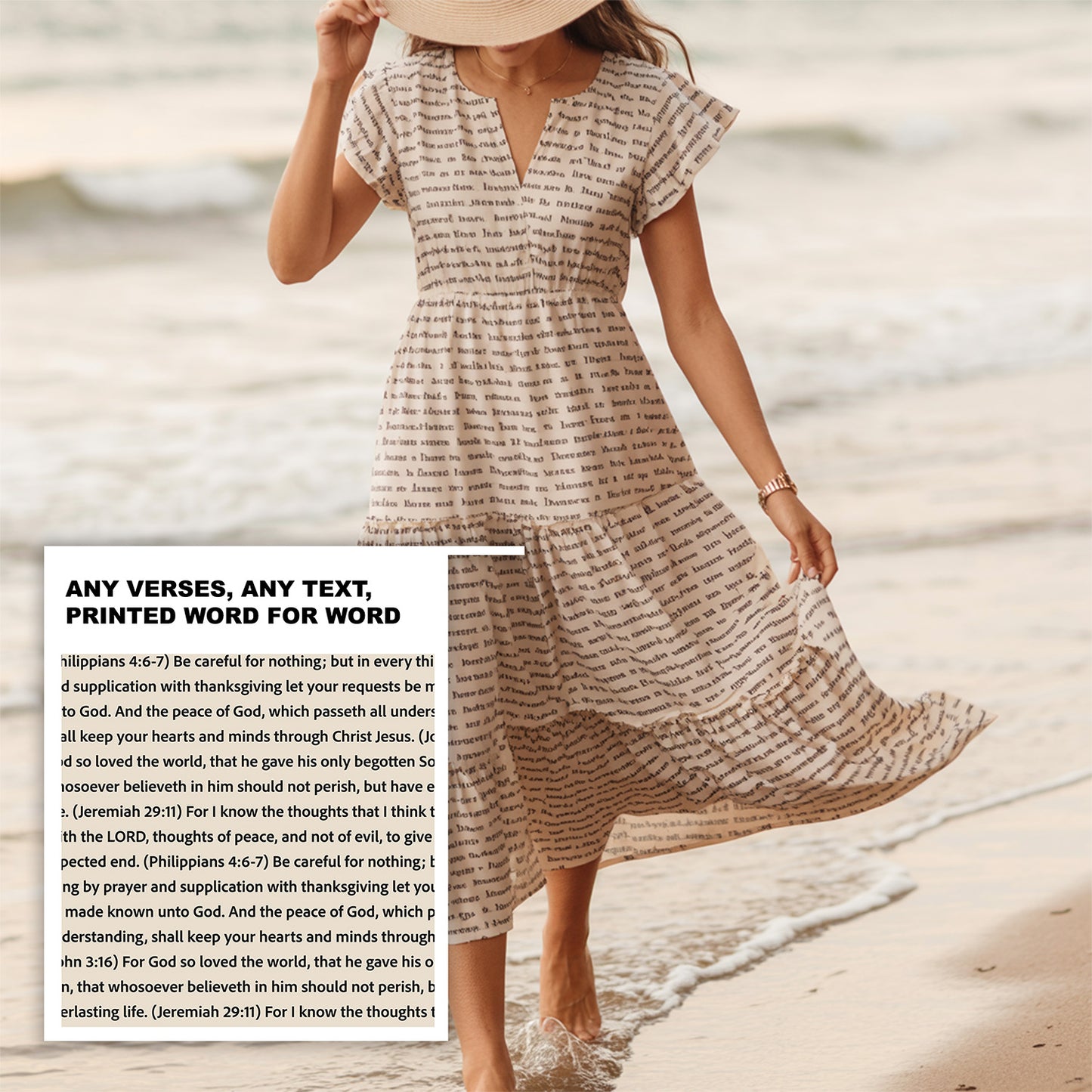 Women's Flutter Tiered Midi Dress | Personalized Bible Verses