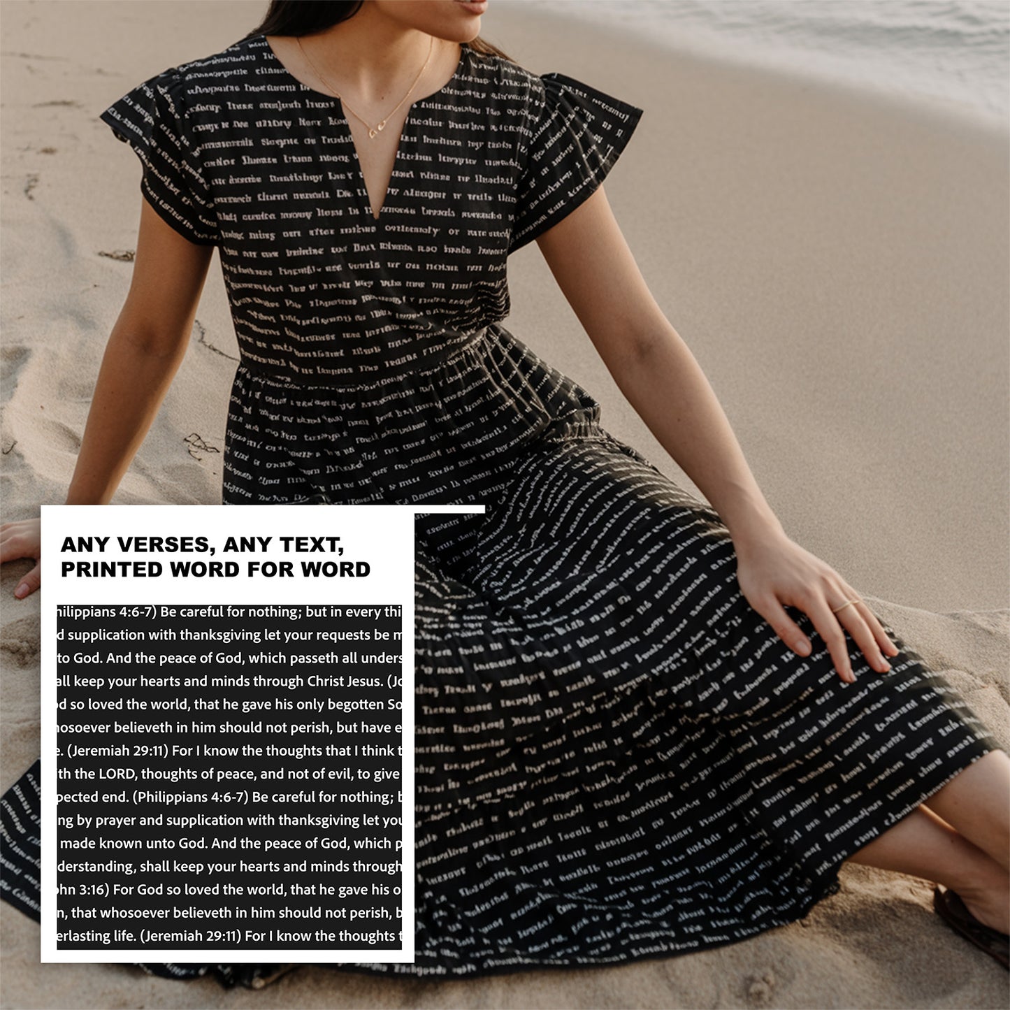 Women's Flutter Tiered Midi Dress | Personalized Bible Verses