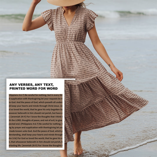 Women's Flutter Tiered Midi Dress | Personalized Bible Verses