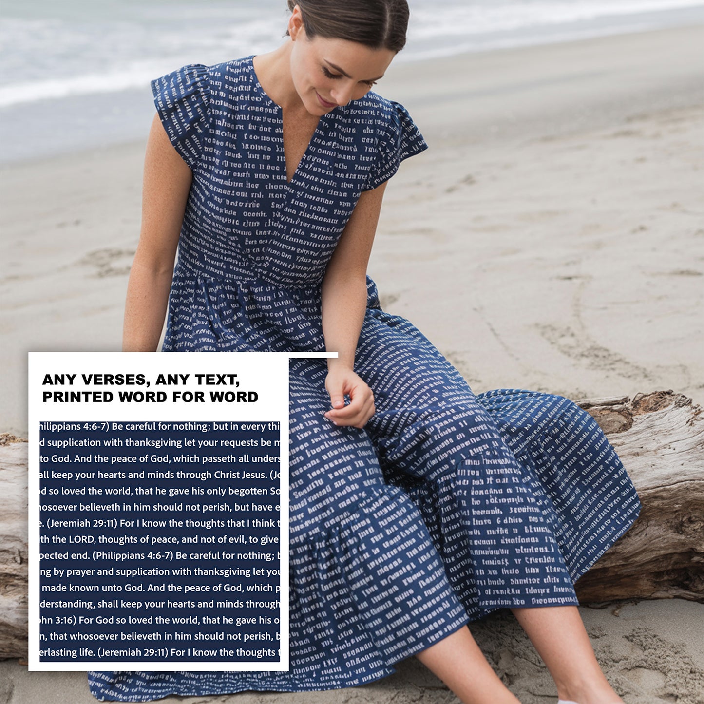 Women's Flutter Tiered Midi Dress | Personalized Bible Verses