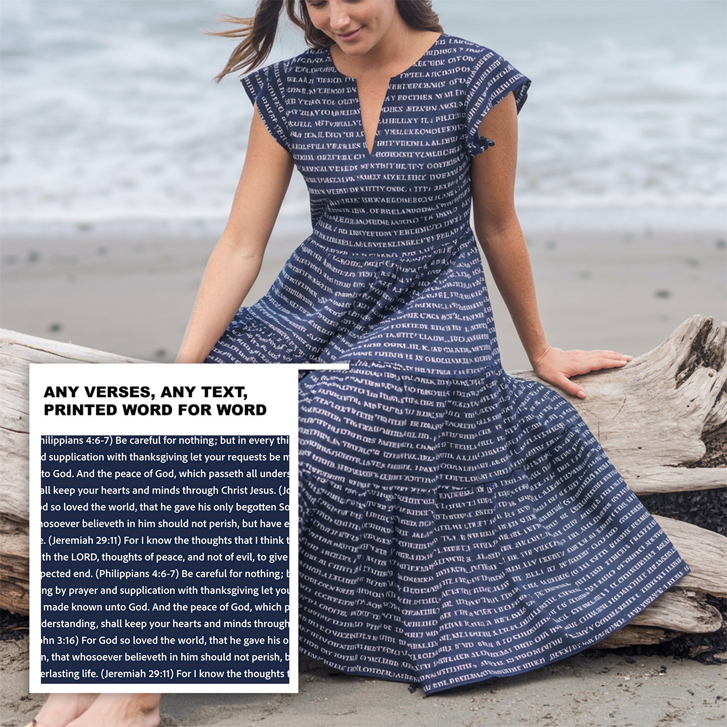 Women's Flutter Tiered Midi Dress | Personalized Bible Verses