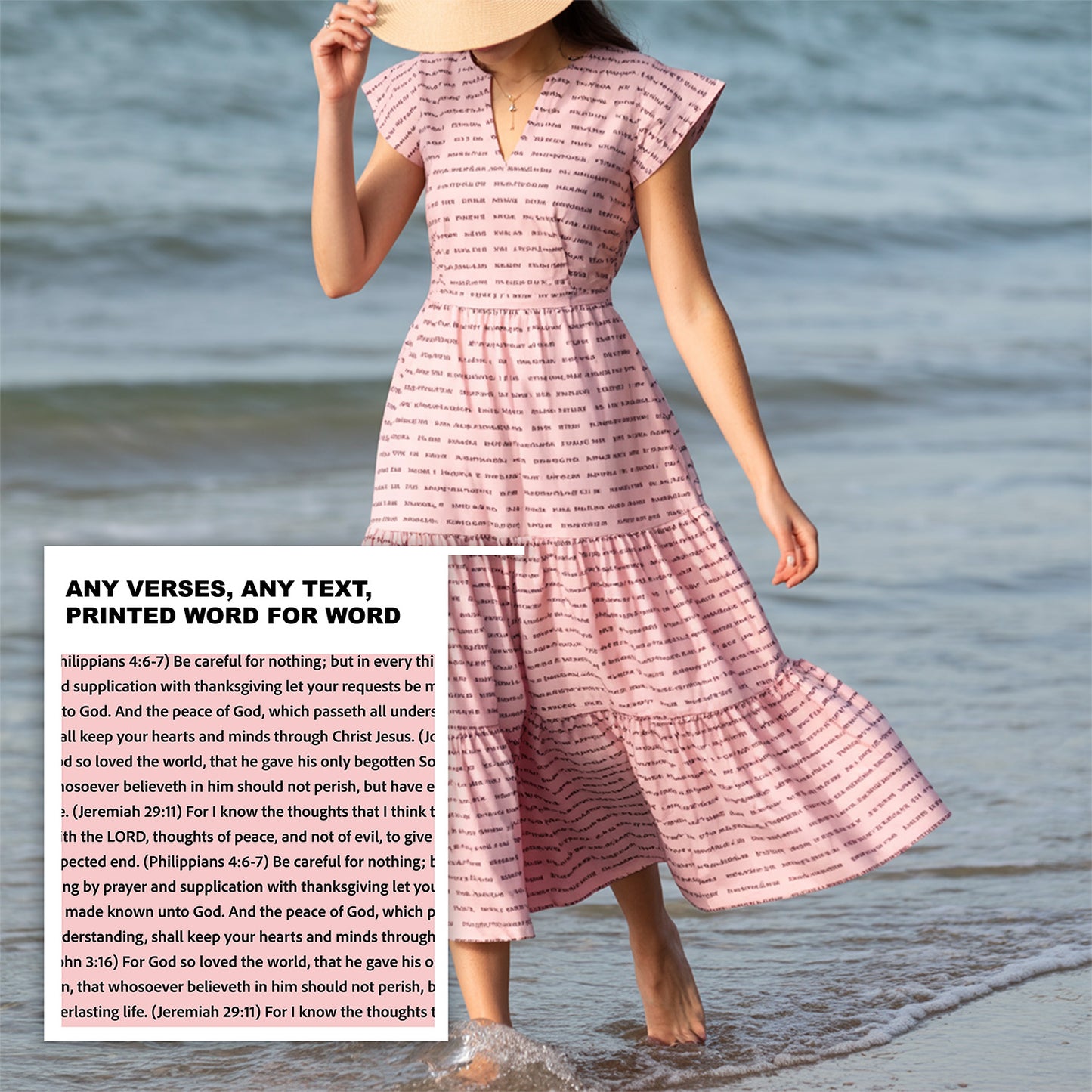 Women's Flutter Tiered Midi Dress | Personalized Bible Verses