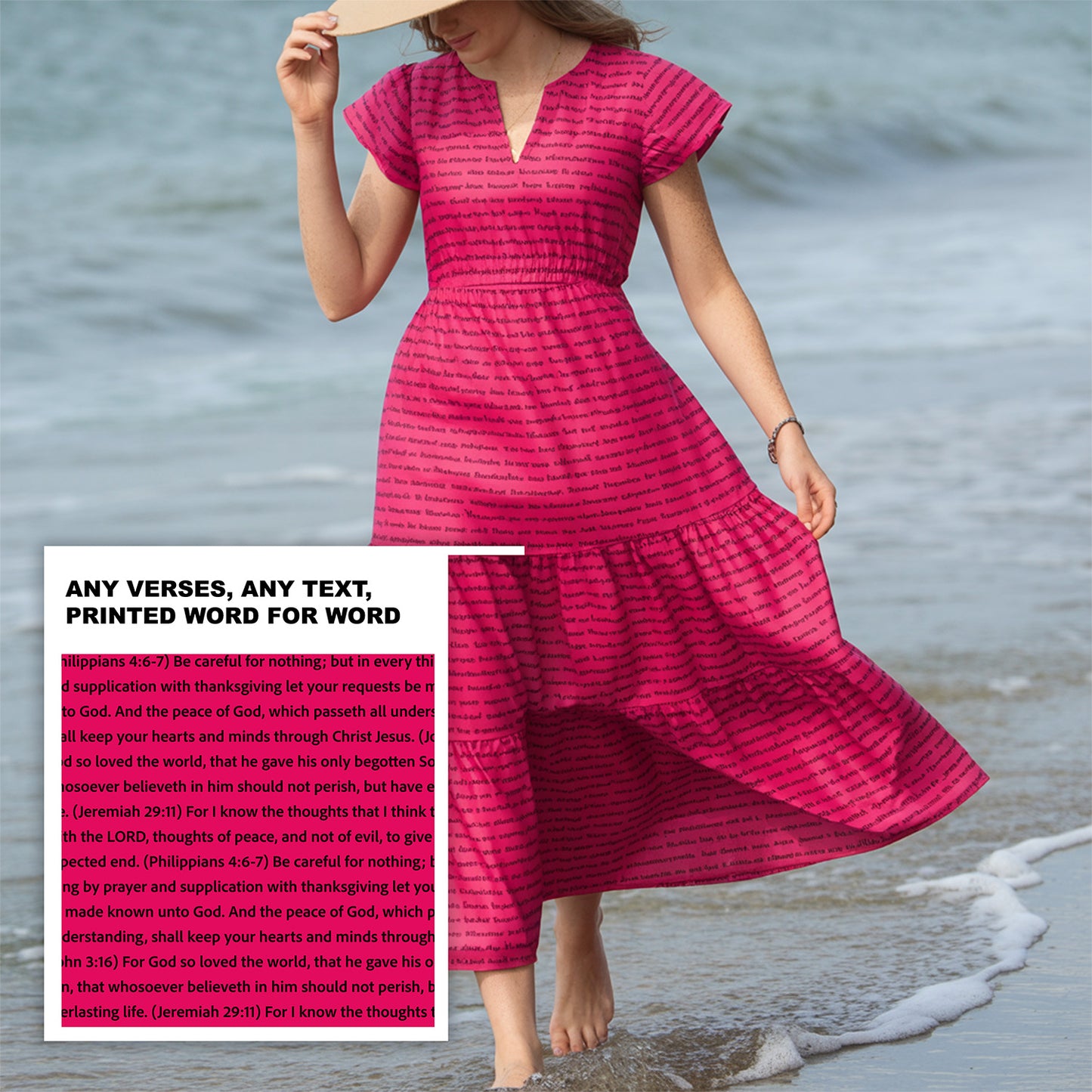 Women's Flutter Tiered Midi Dress | Personalized Bible Verses