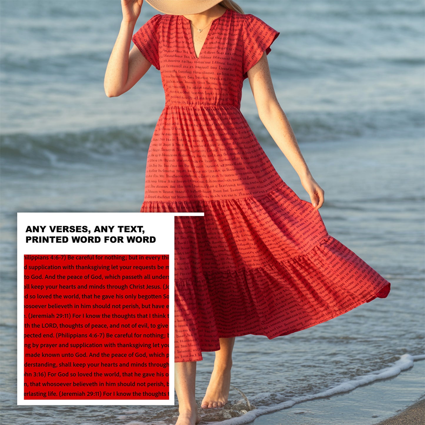 Women's Flutter Tiered Midi Dress | Personalized Bible Verses