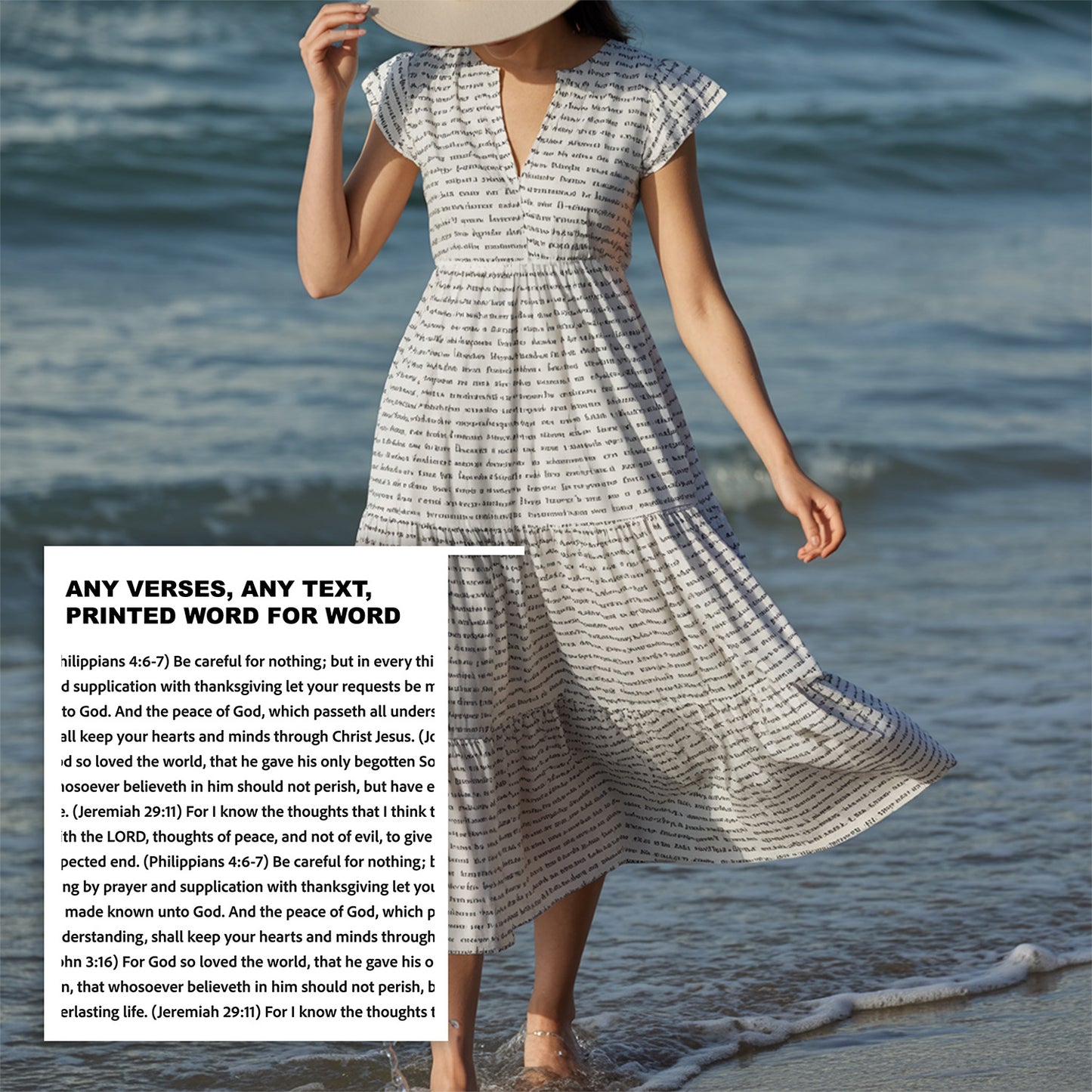 Women's Flutter Tiered Midi Dress | Personalized Bible Verses