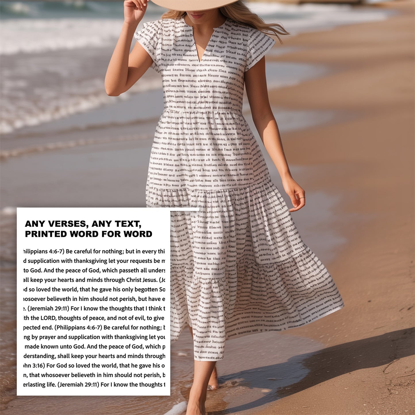 Women's Flutter Tiered Midi Dress | Personalized Bible Verses