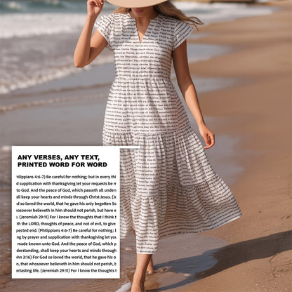 Women's Flutter Tiered Midi Dress | Personalized Bible Verses