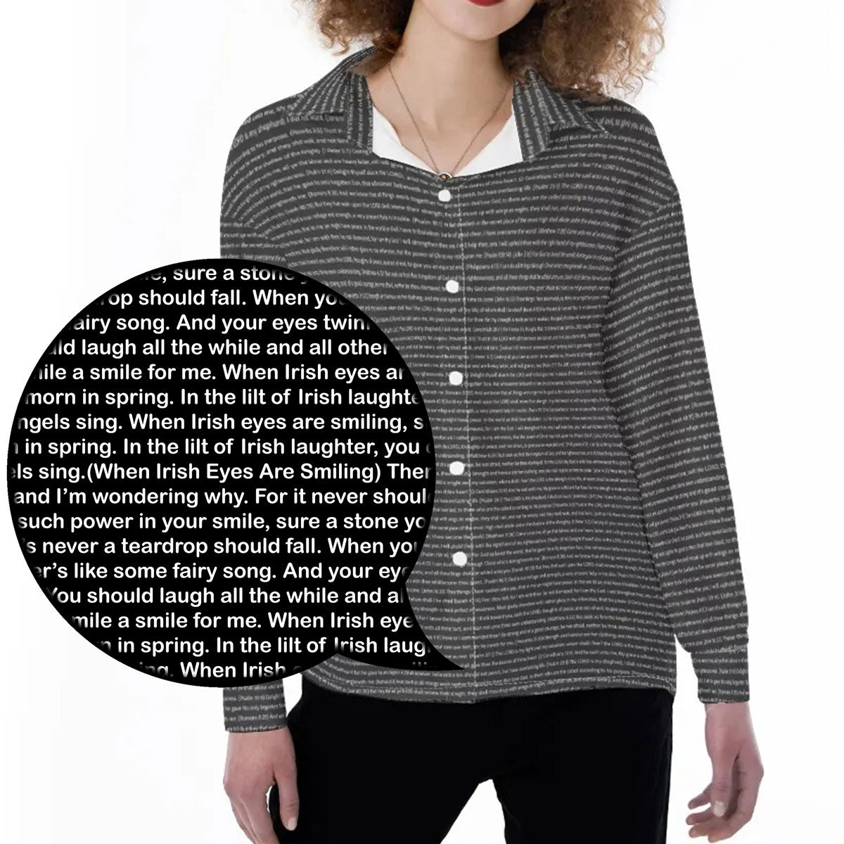Women Long Sleeve Relaxed Shirt | Personalized Song Lyrics