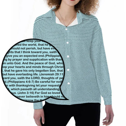 Women Long Sleeve Relaxed Shirt | Personalized Bible Verse/Scripture