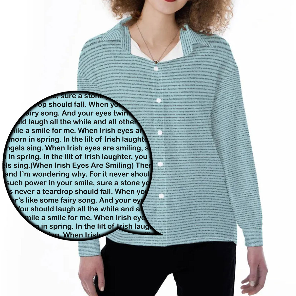 Women Long Sleeve Relaxed Shirt | Personalized Song Lyrics