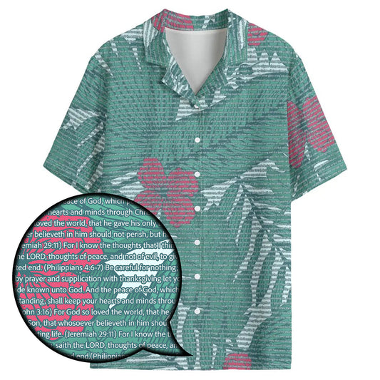 Women's Hawaiian Shirt - Tropical Floral Scenic Pattern | Song Lyrics