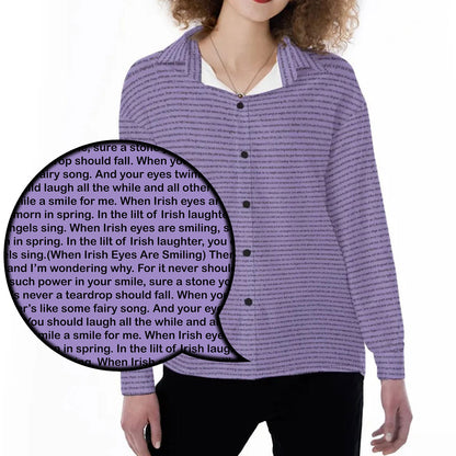 Women Long Sleeve Relaxed Shirt | Personalized Song Lyrics