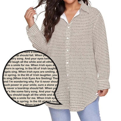 Women Long Sleeve Relaxed Tunic (Plus Size) Shirt | Song Lyrics