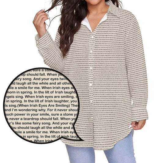 Women Long Sleeve Relaxed Tunic (Plus Size) Shirt | Song Lyrics