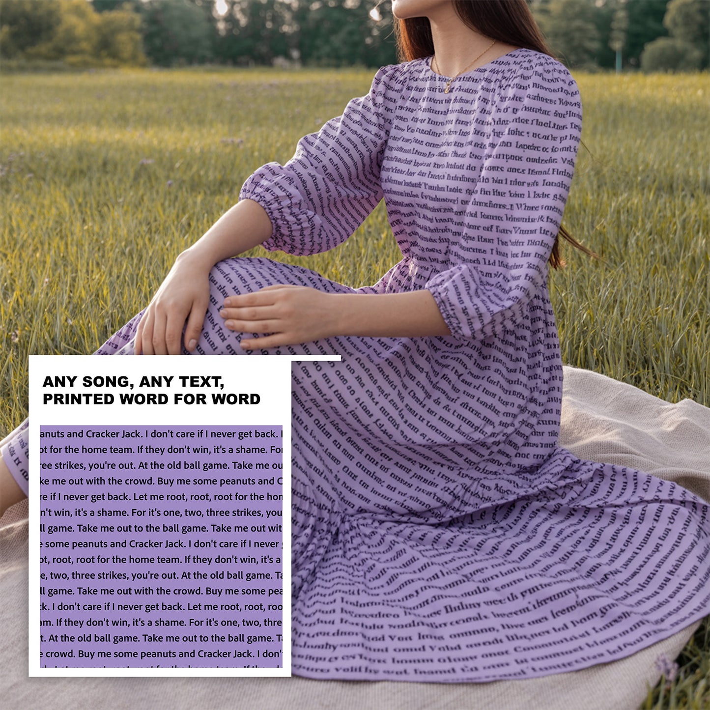 Women's 3/4 Balloon Sleeve Maxi Dress | Personalized Song Lyrics