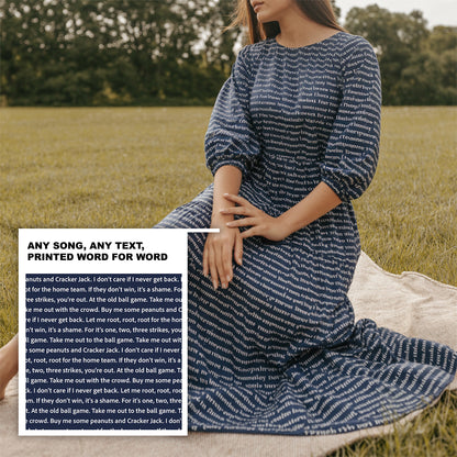 Women's 3/4 Balloon Sleeve Maxi Dress | Personalized Song Lyrics