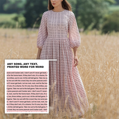 Women's 3/4 Balloon Sleeve Maxi Dress | Personalized Song Lyrics