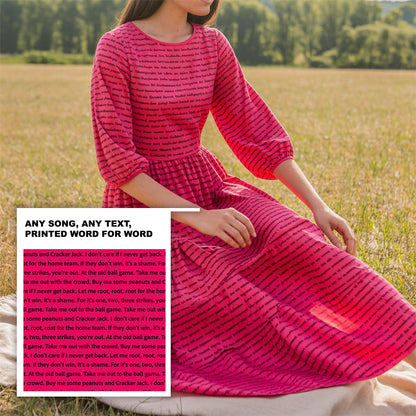 Women's 3/4 Balloon Sleeve Maxi Dress | Personalized Song Lyrics