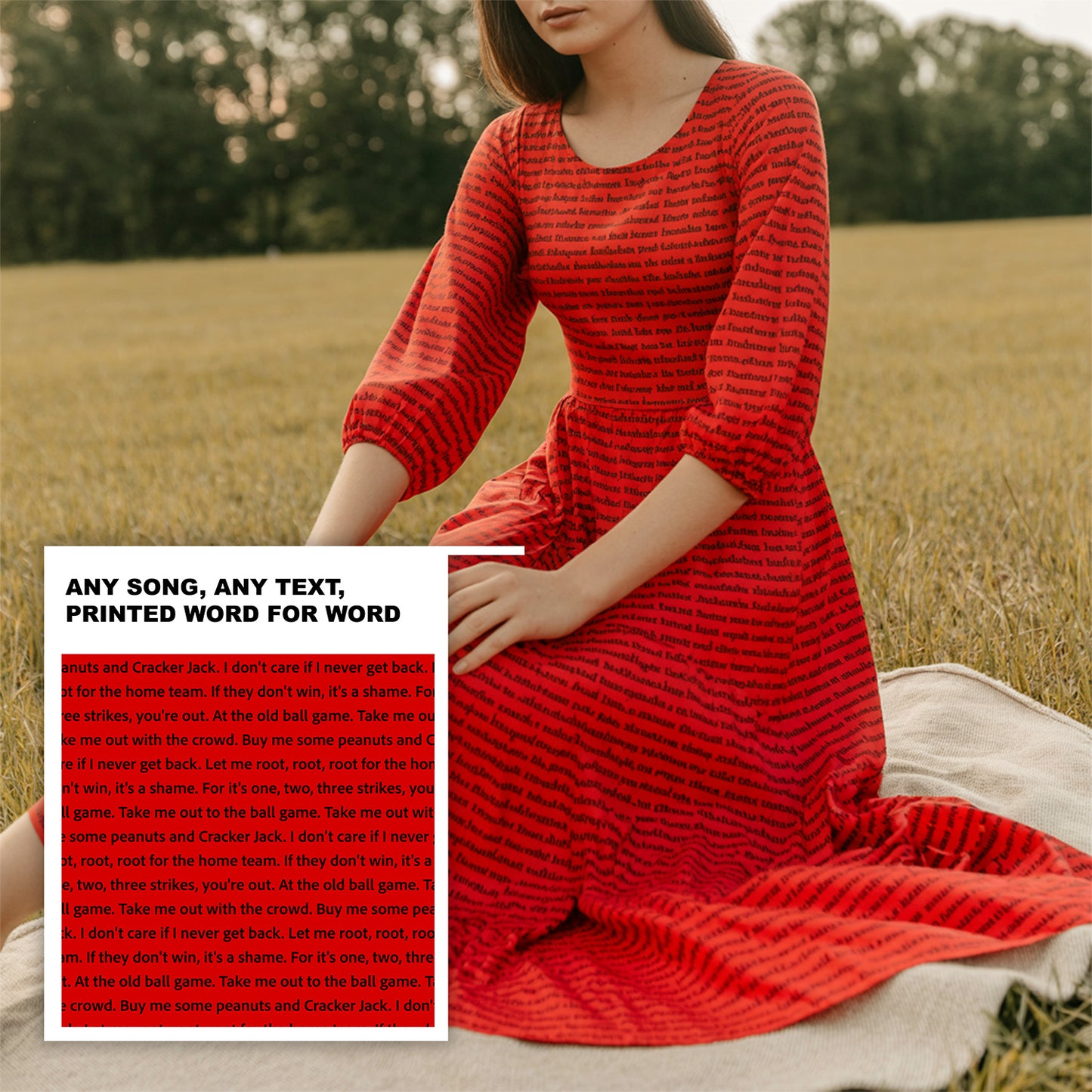 Women's 3/4 Balloon Sleeve Maxi Dress | Personalized Song Lyrics