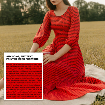 Women's 3/4 Balloon Sleeve Maxi Dress | Personalized Song Lyrics
