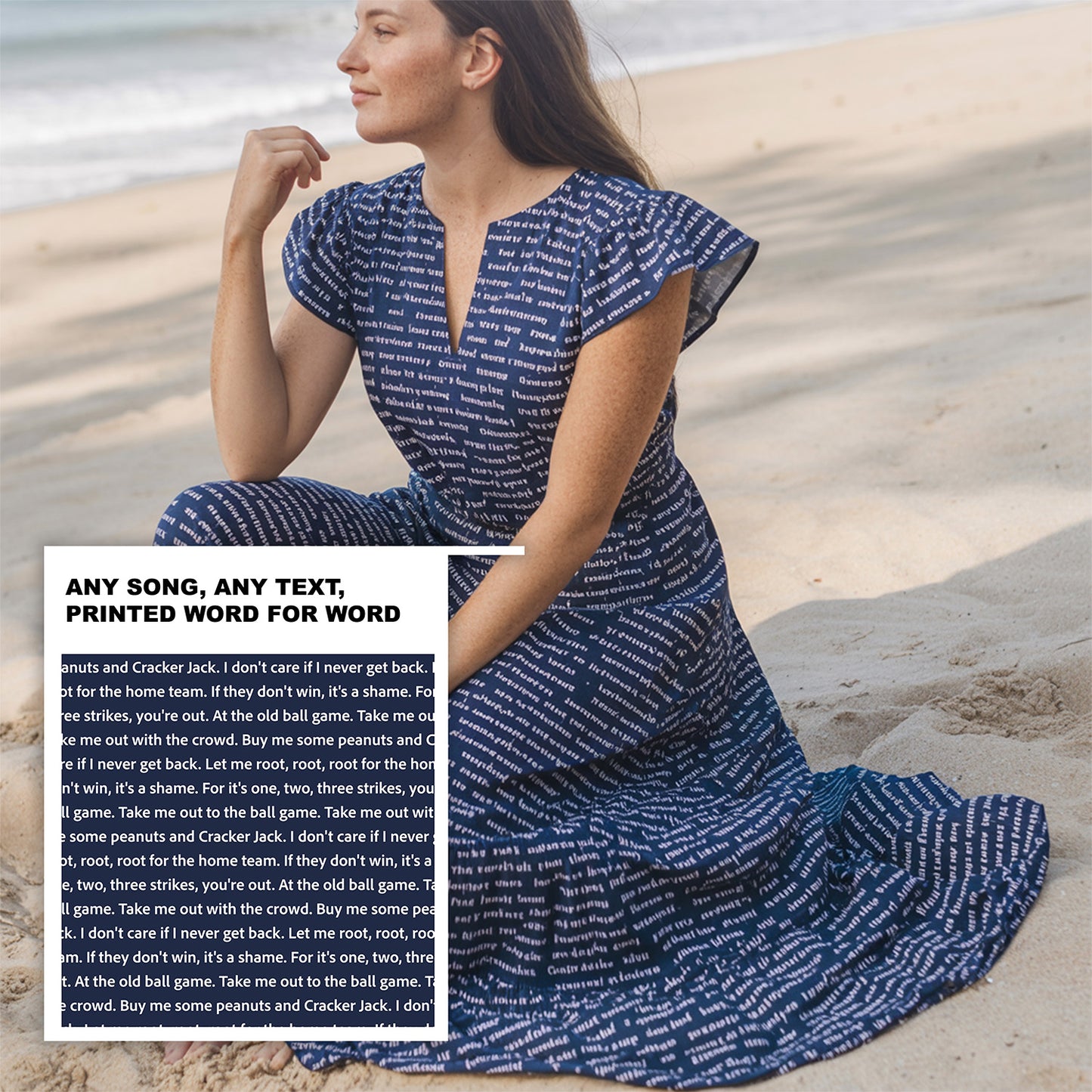 Women's Flutter Tiered Midi Sundress | Personalized Song Lyrics