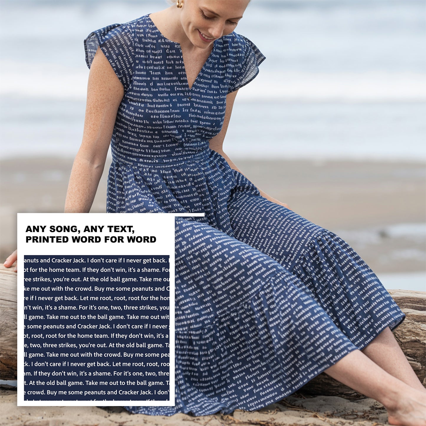 Women's Flutter Tiered Midi Sundress | Personalized Song Lyrics