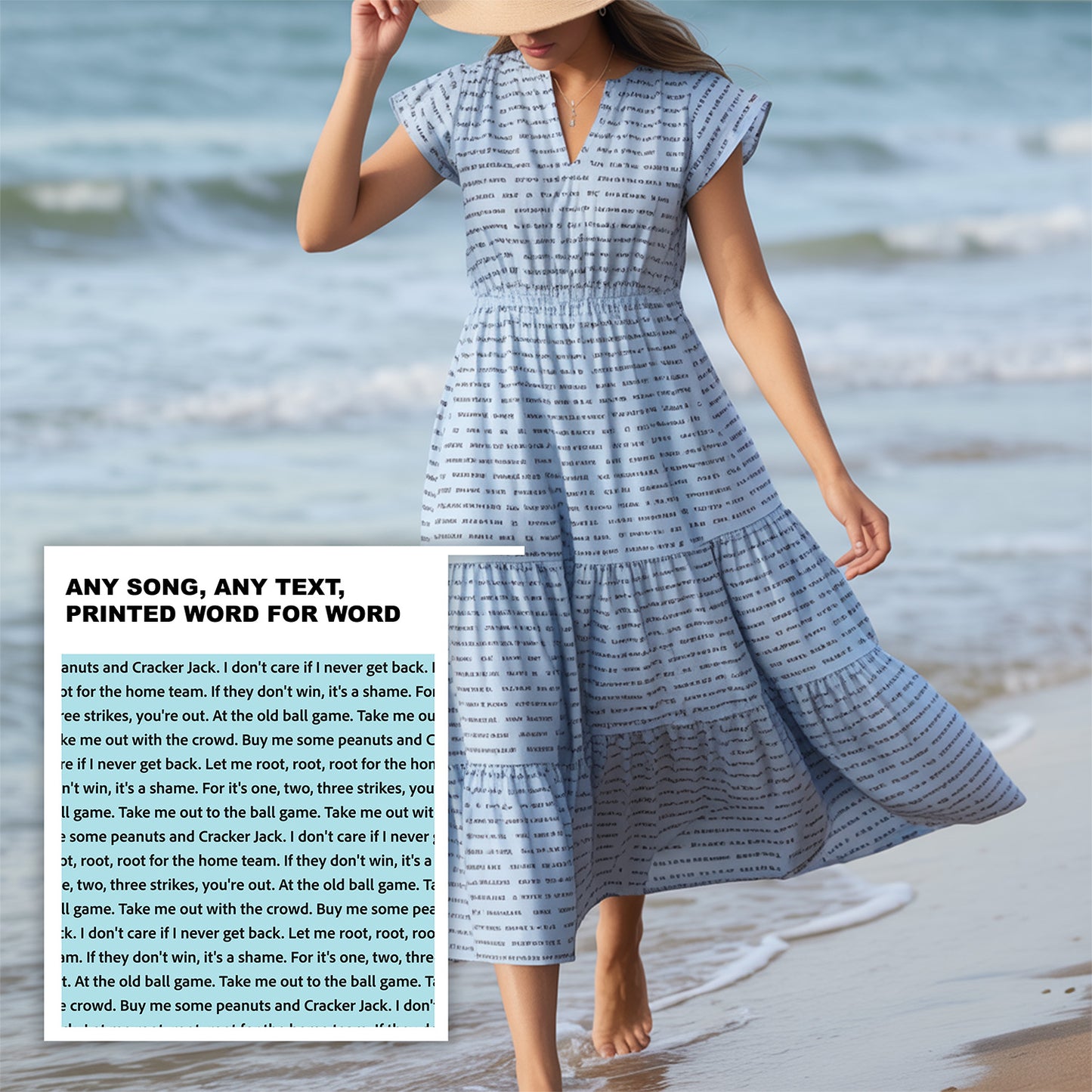 Women's Flutter Tiered Midi Sundress | Personalized Song Lyrics