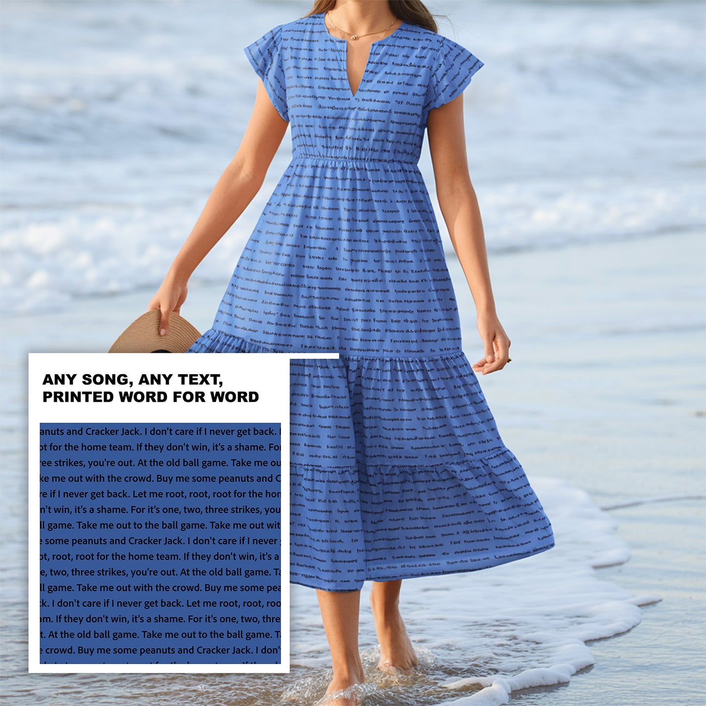 Women's Flutter Tiered Midi Sundress | Personalized Song Lyrics