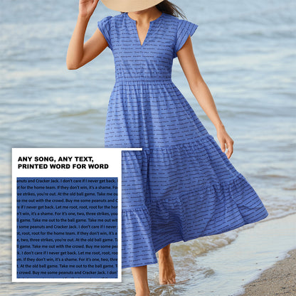 Women's Flutter Tiered Midi Sundress | Personalized Song Lyrics