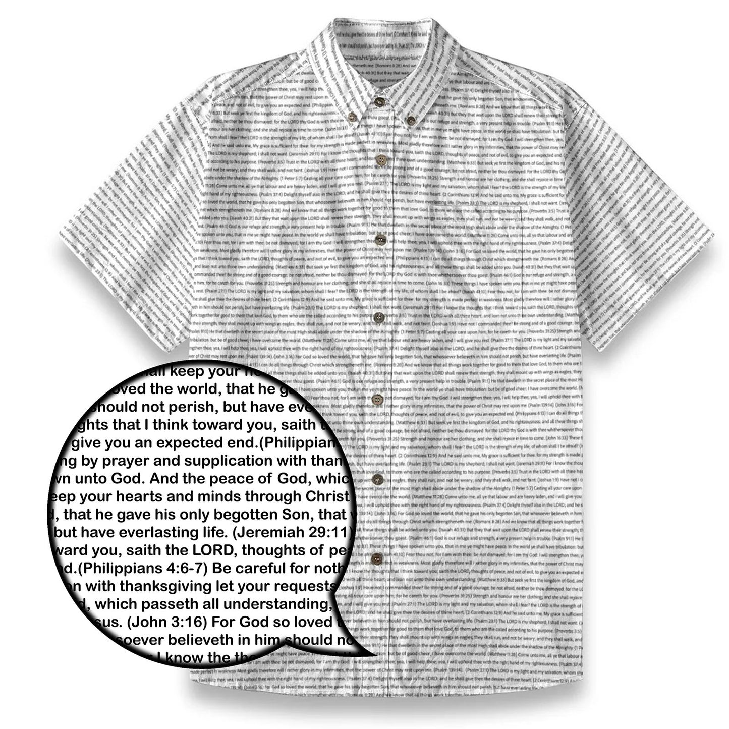 (Premium Cotton-Linen Texture) Men Casual Short Sleeve Shirt | Bible Verse & Scripture